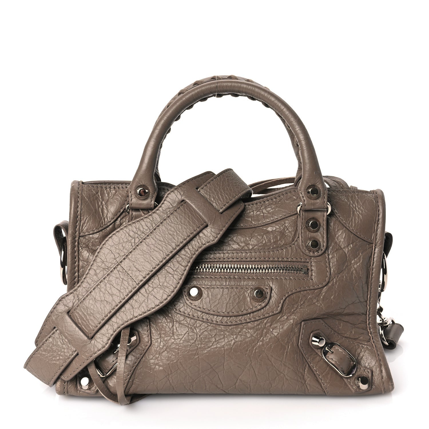 Balenciaga Agneau Classic Silver Hardware Mini City Dark Mink Grey 1 of 8