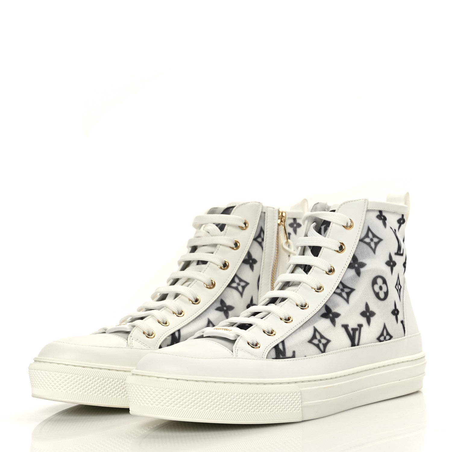 Louis Vuitton Technical Fabric Calfskin Monogram Printed Stellar Sneaker Boots 41 Blue 3 of 7