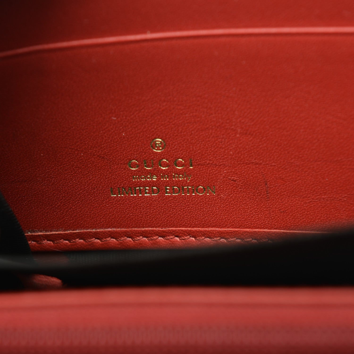 Gucci GG Supreme Monogram Kingsnake Heart Embroidered Zip Around Wallet Red 6 of 9