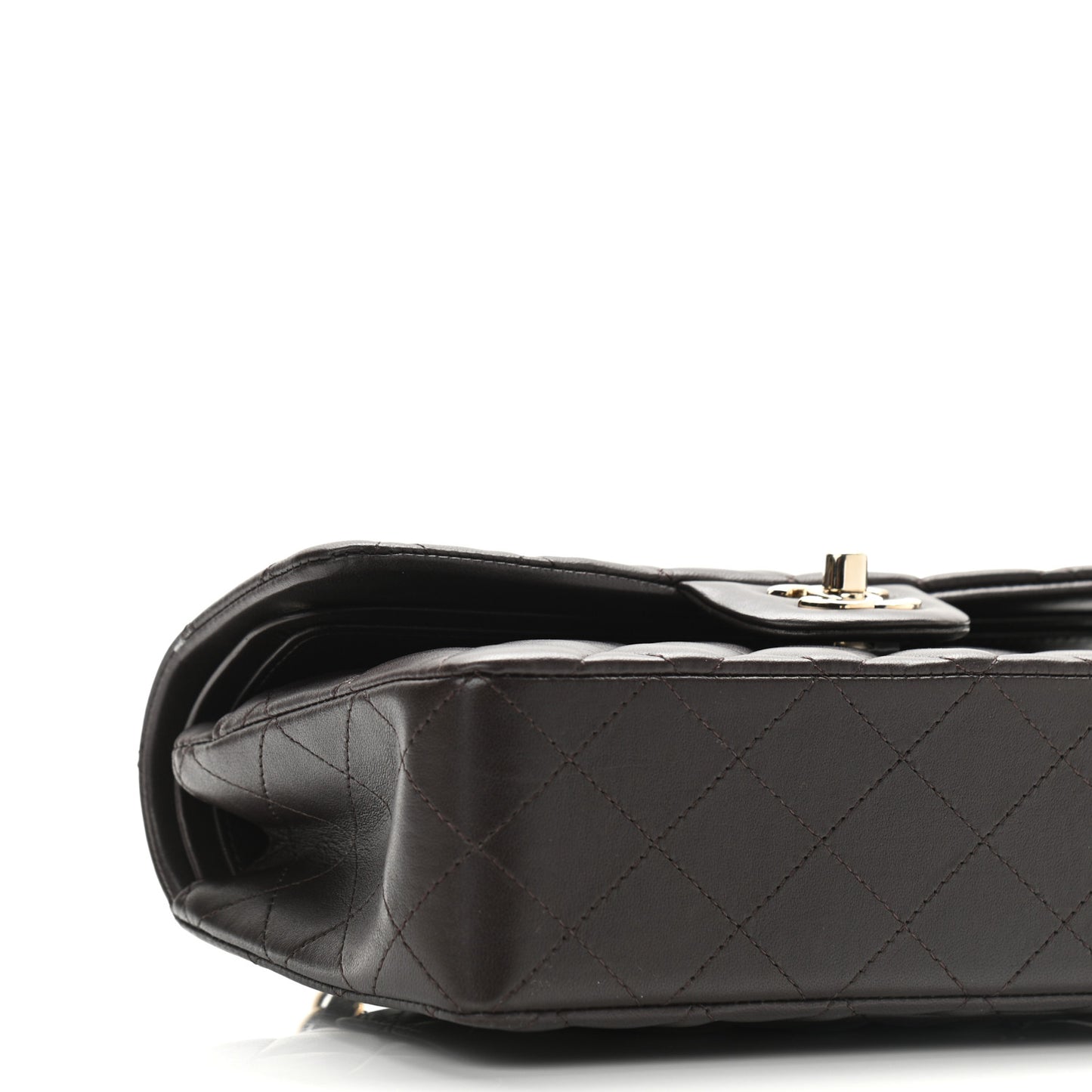 Lambskin Quilted Small Double Flap Dark Brown