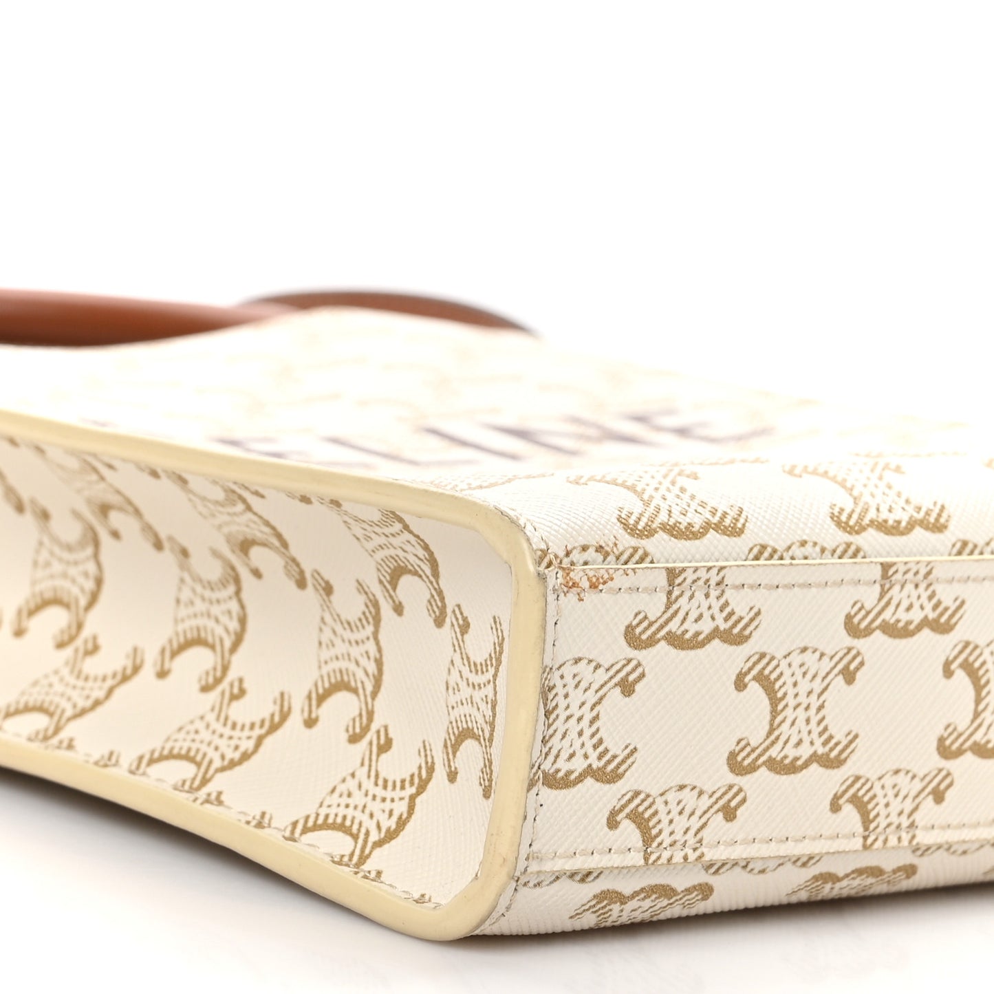 Triomphe Canvas Calfskin Mini Vertical Cabas White