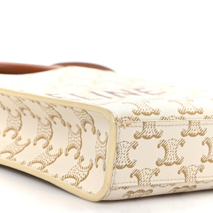 Celine Triomphe Canvas Calfskin Mini Vertical Cabas White 7 of 8
