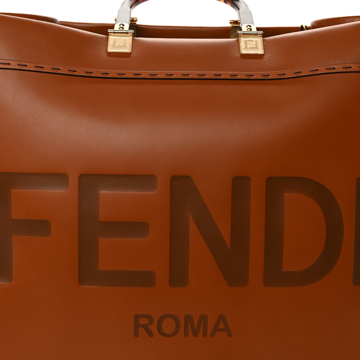Fendi Vitello King Plexiglass Large  Sunshine Shopper Tote  Cuoio 6 of 8