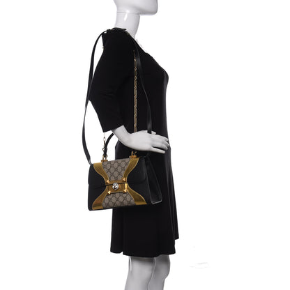 Gucci GG Supreme Monogram Small Osiride Top Handle Bag Black Gold 2 of 10
