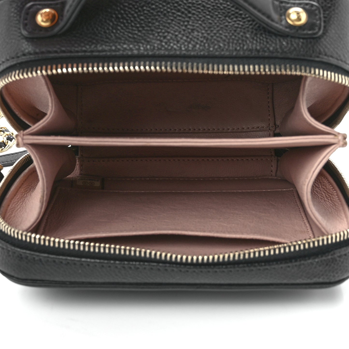 Caviar Quilted Small CC Filigree Vanity Case Black