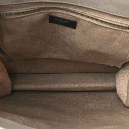 Saint Laurent Linen Calfskin Rive Gauche North South Tote Optic White 4 of 8
