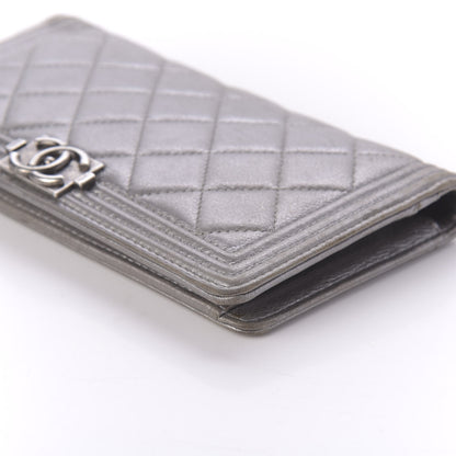 Chanel Metallic Calfskin Quilted Boy Yen Wallet Silver 7 of 11