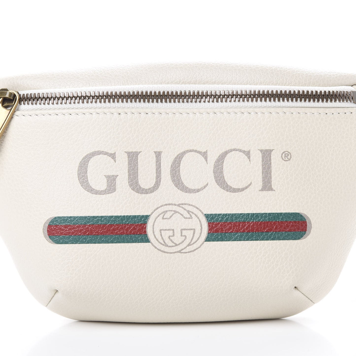 Grained Calfskin Small Logo Belt Bag White