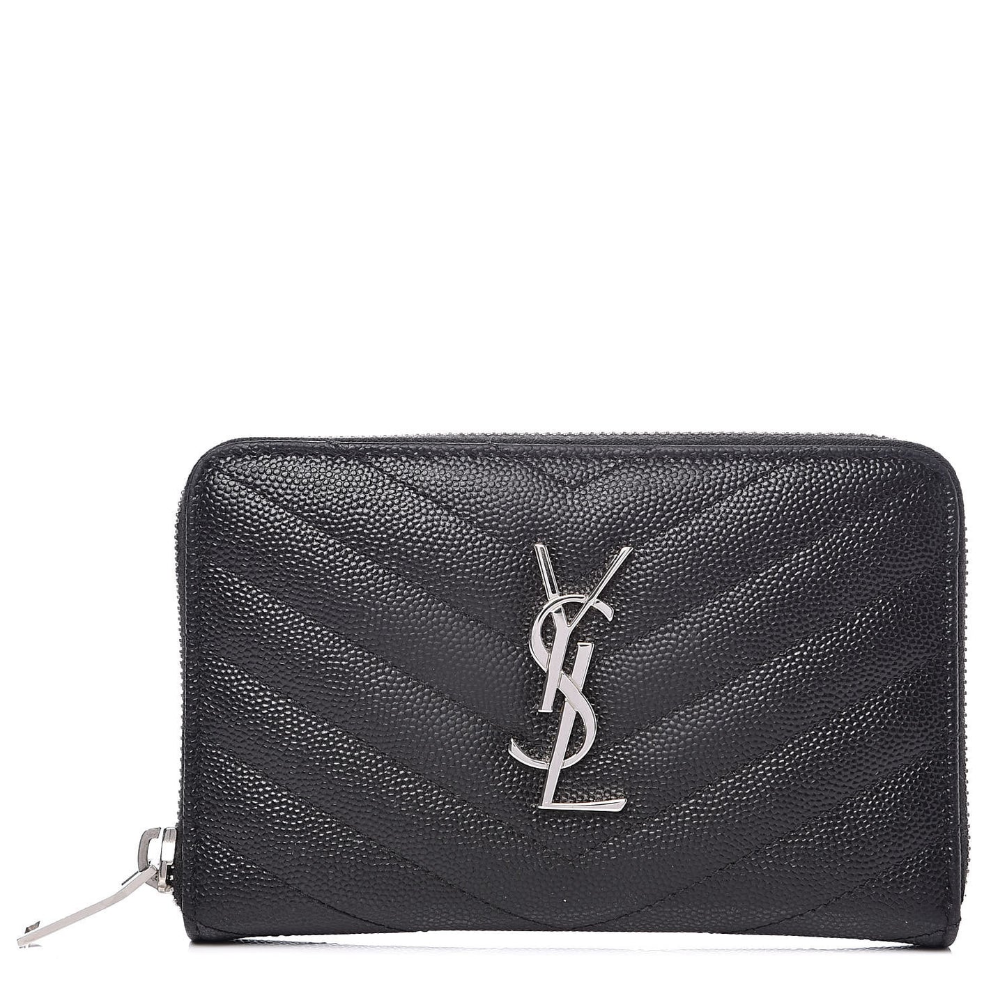 Grain De Poudre Matelasse Chevron Monogram Zip Around Wallet Black