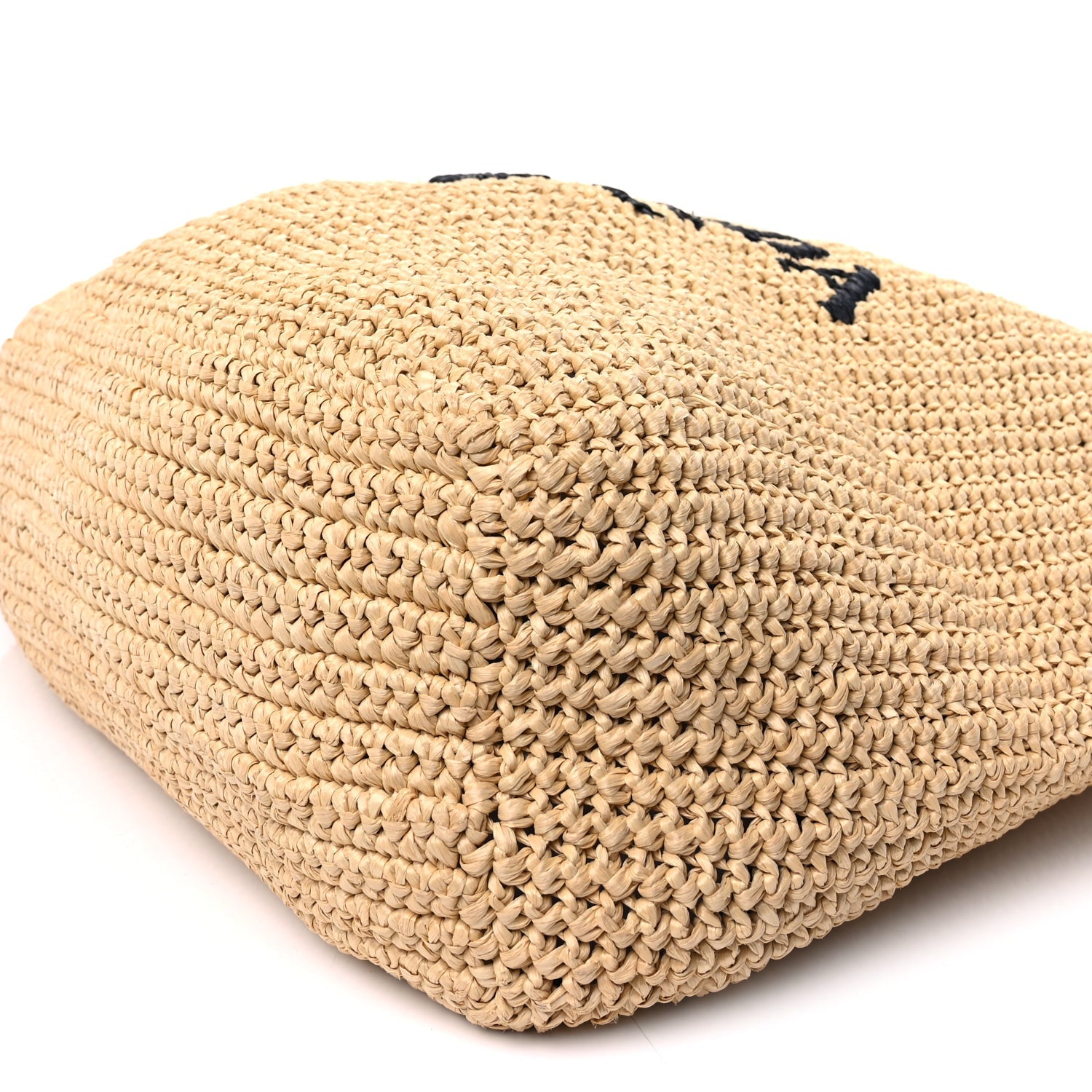 Prada Yarn Raffia Effect Crochet Embroidered Logo Tote Naturale 9 of 9