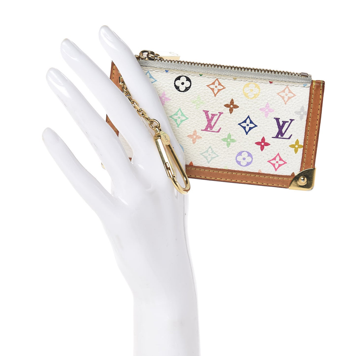 Monogram Multicolor Key Pouch White