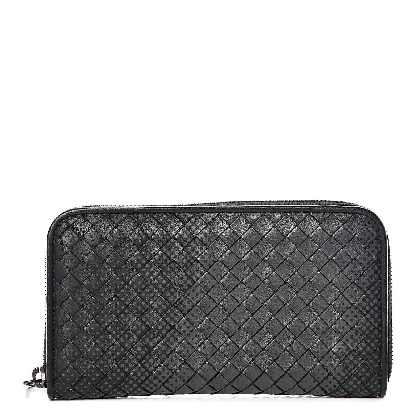 Nappa Intrecciato Gradient Spotted Zip Around Wallet Black Gray