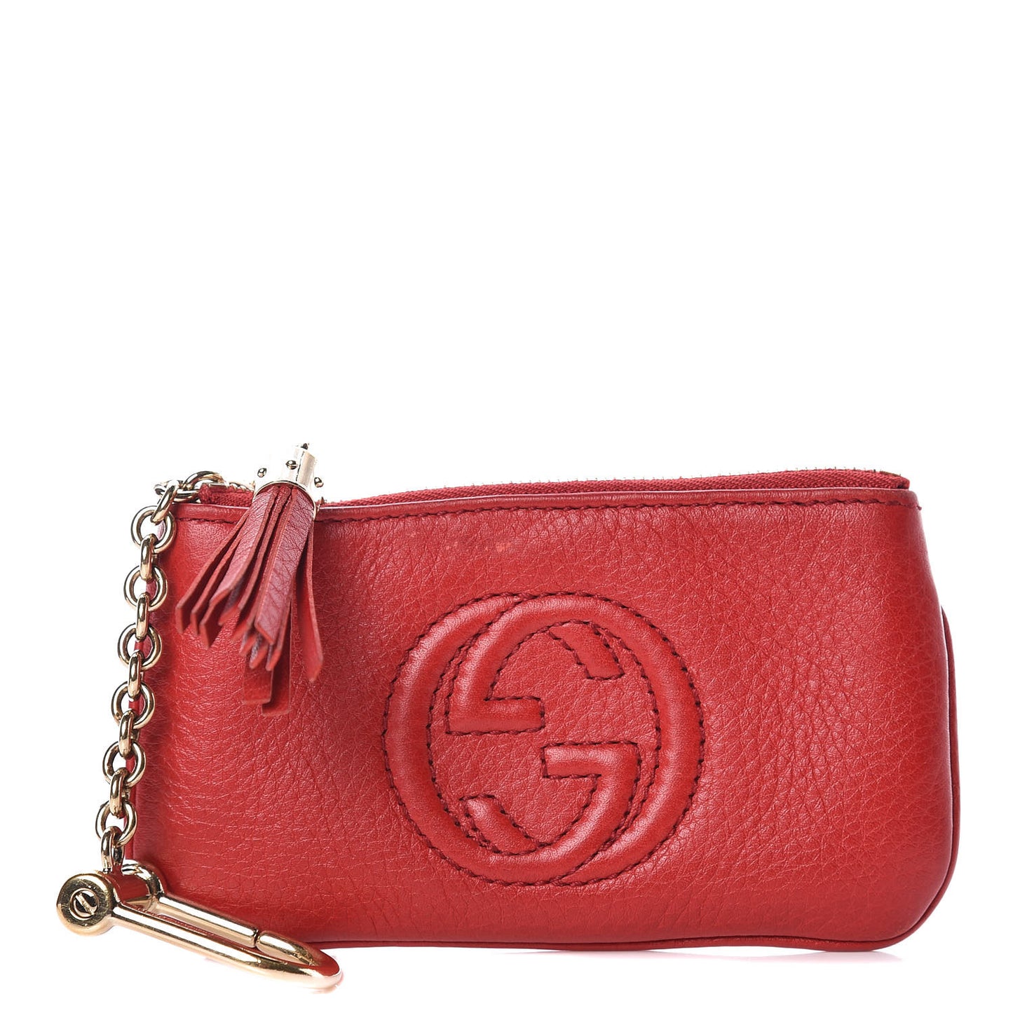 Pebbled Calfskin Soho Key Case Red