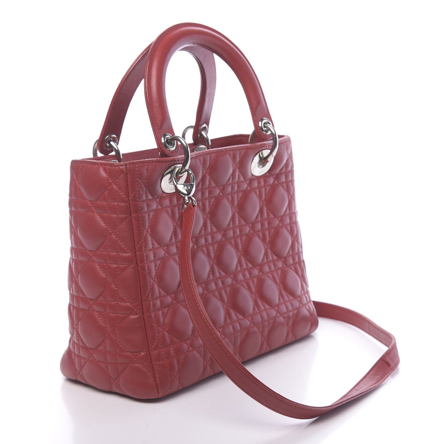 Lambskin Cannage Medium Lady Dior Red
