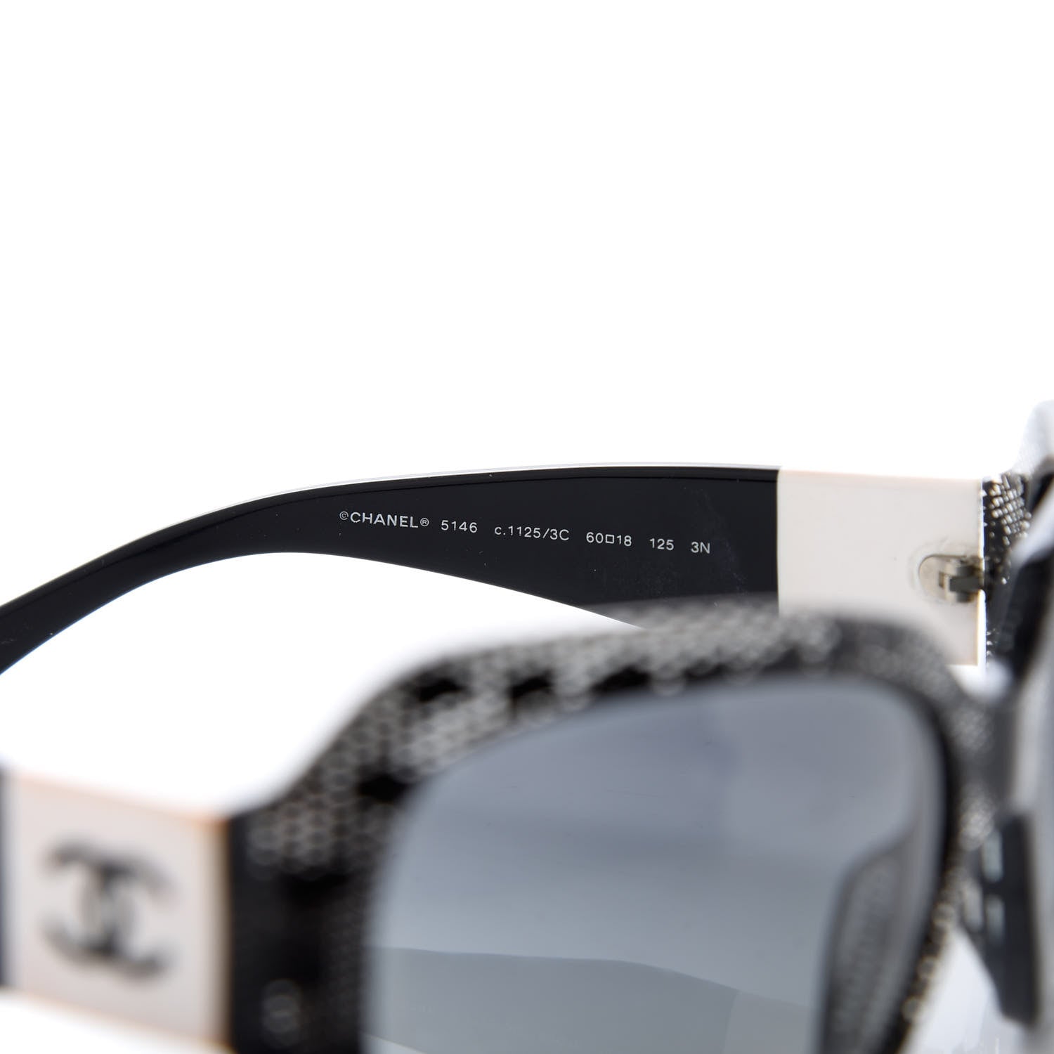 Chanel Acetate CC Lace Effect Sunglasses 5146 Black White 6 of 8