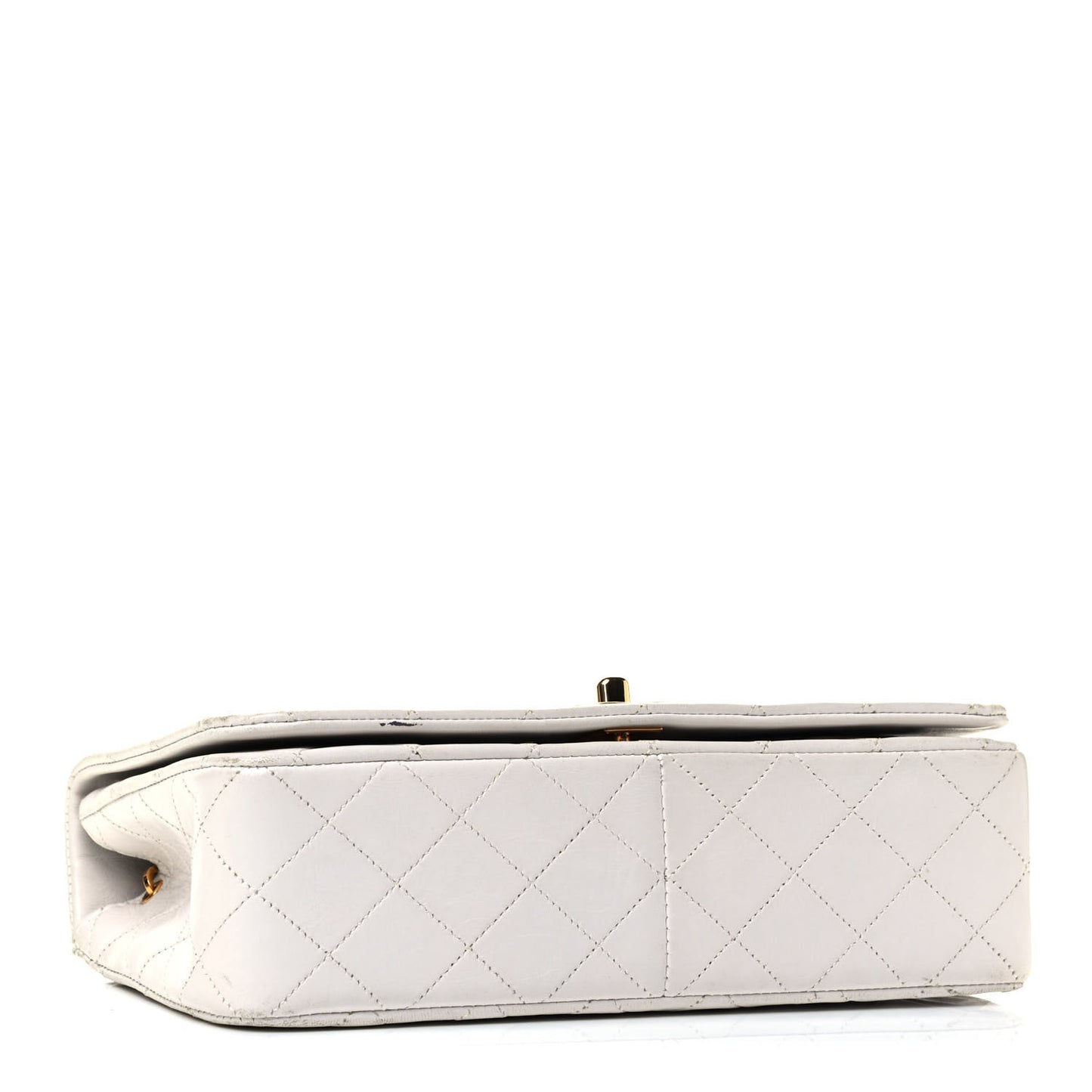 Lambskin Quilted Small Single Flap White