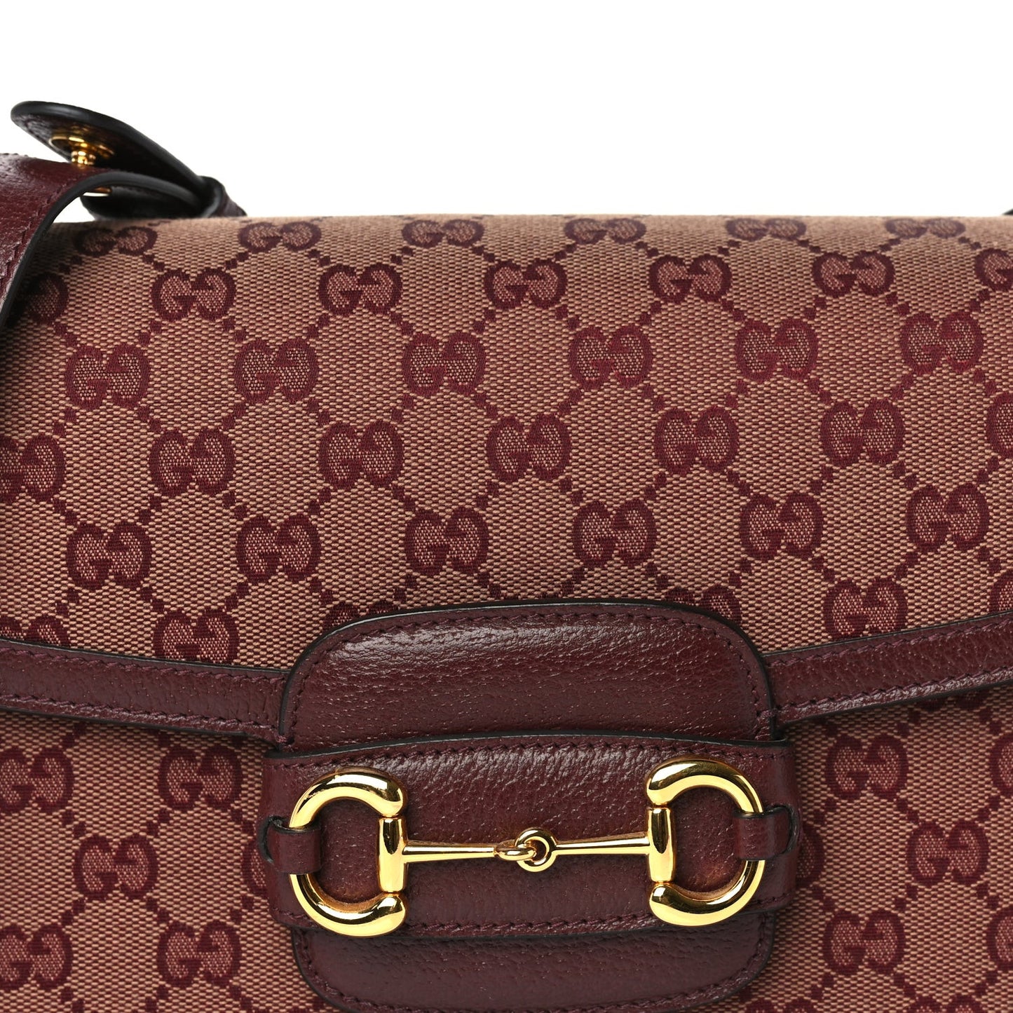 Monogram Textured Dollar Calfskin Horsebit 1955 Shoulder Bag Sahara Rubino Chardonnay