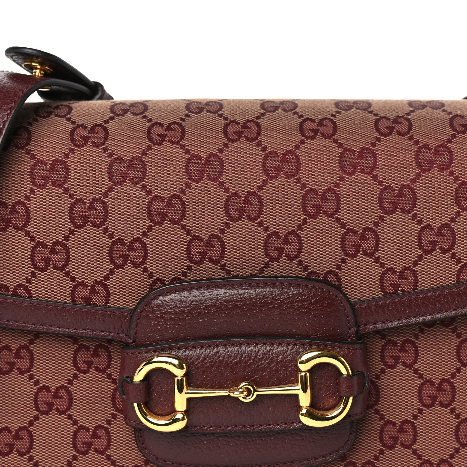 Gucci Monogram Textured Dollar Calfskin Horsebit 1955 Shoulder Bag Sahara Rubino Chardonnay 6 of 8