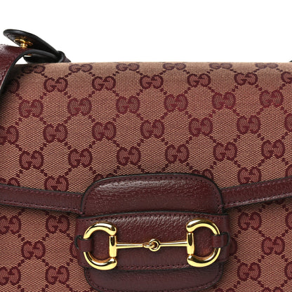 Gucci Monogram Textured Dollar Calfskin Horsebit 1955 Shoulder Bag Sahara Rubino Chardonnay 6 of 8