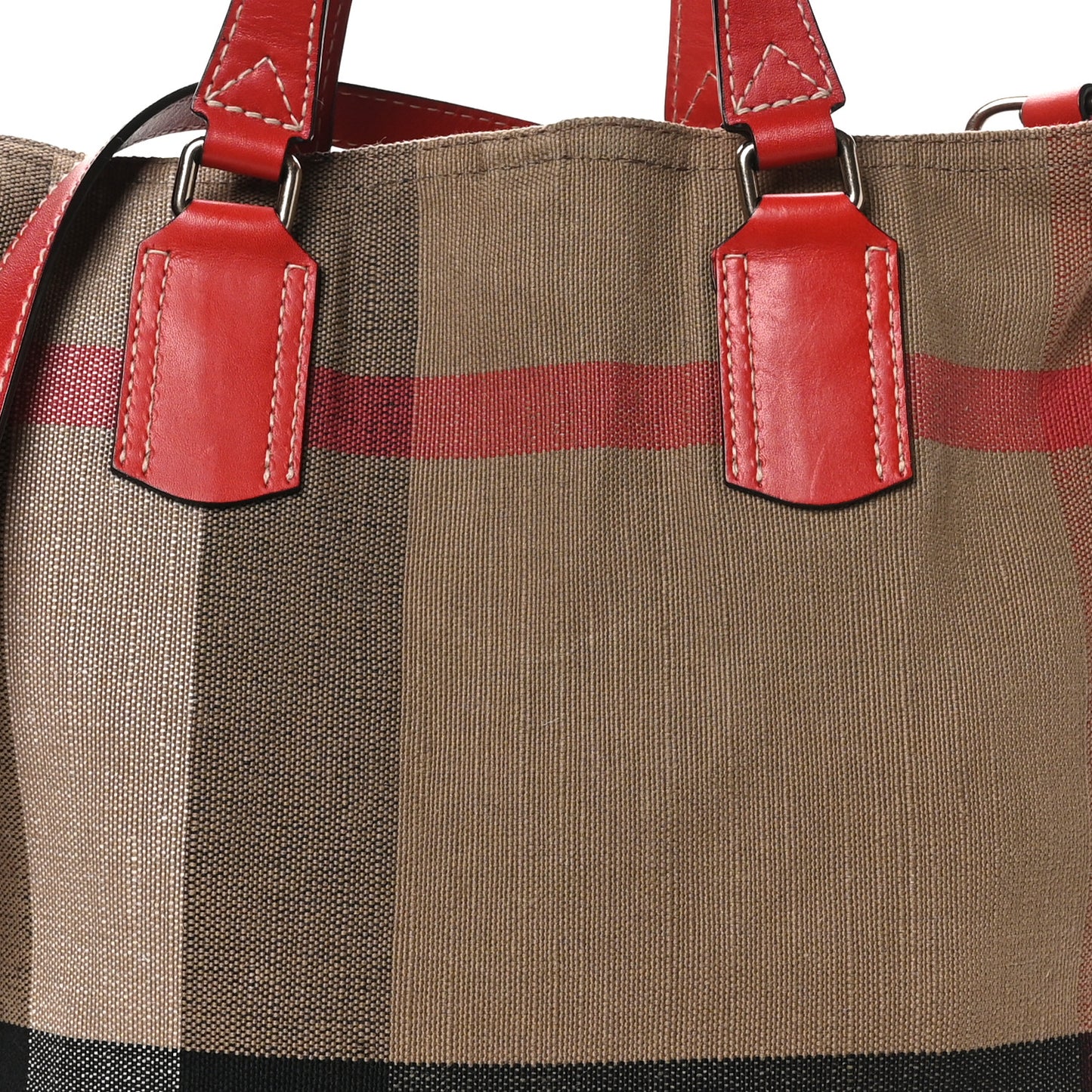 Canvas Mega Check Medium Tottenham Brit Tote Cadmium Red