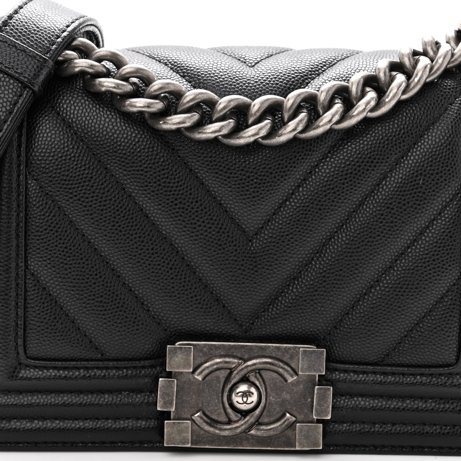 Chanel Caviar Chevron Quilted Small Boy Flap Black 8 of 10