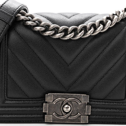 Chanel Caviar Chevron Quilted Small Boy Flap Black 8 of 10