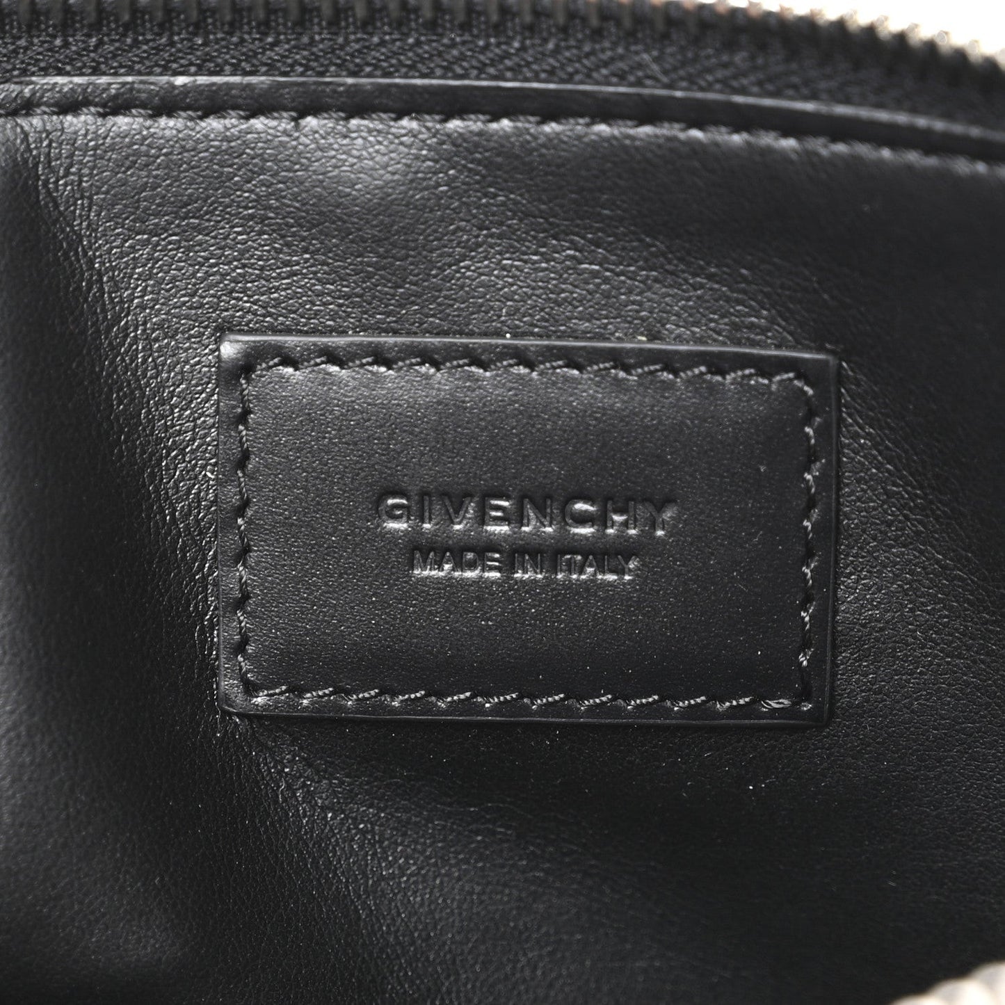 Calfskin Jesus Print Zip Pouch Black