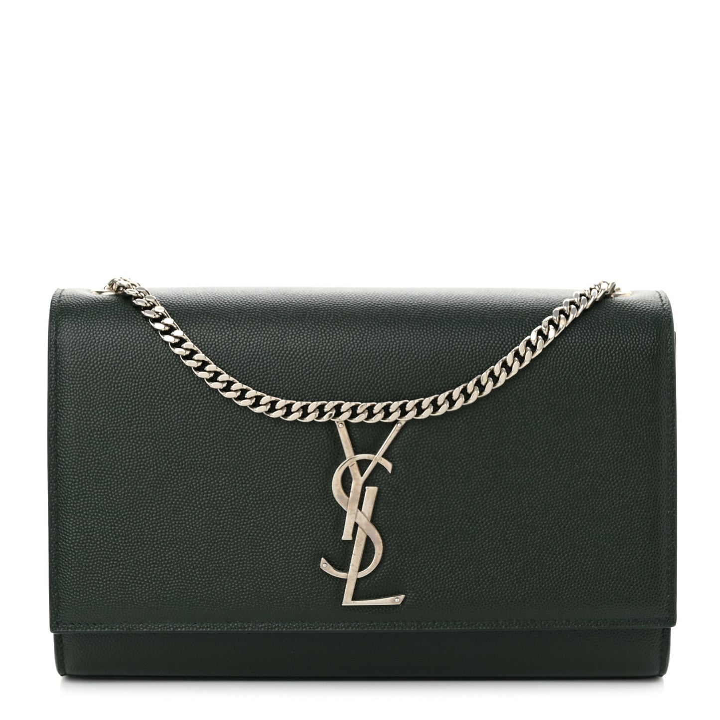 Grain De Poudre Medium Monogram Kate Satchel Vert Fonce