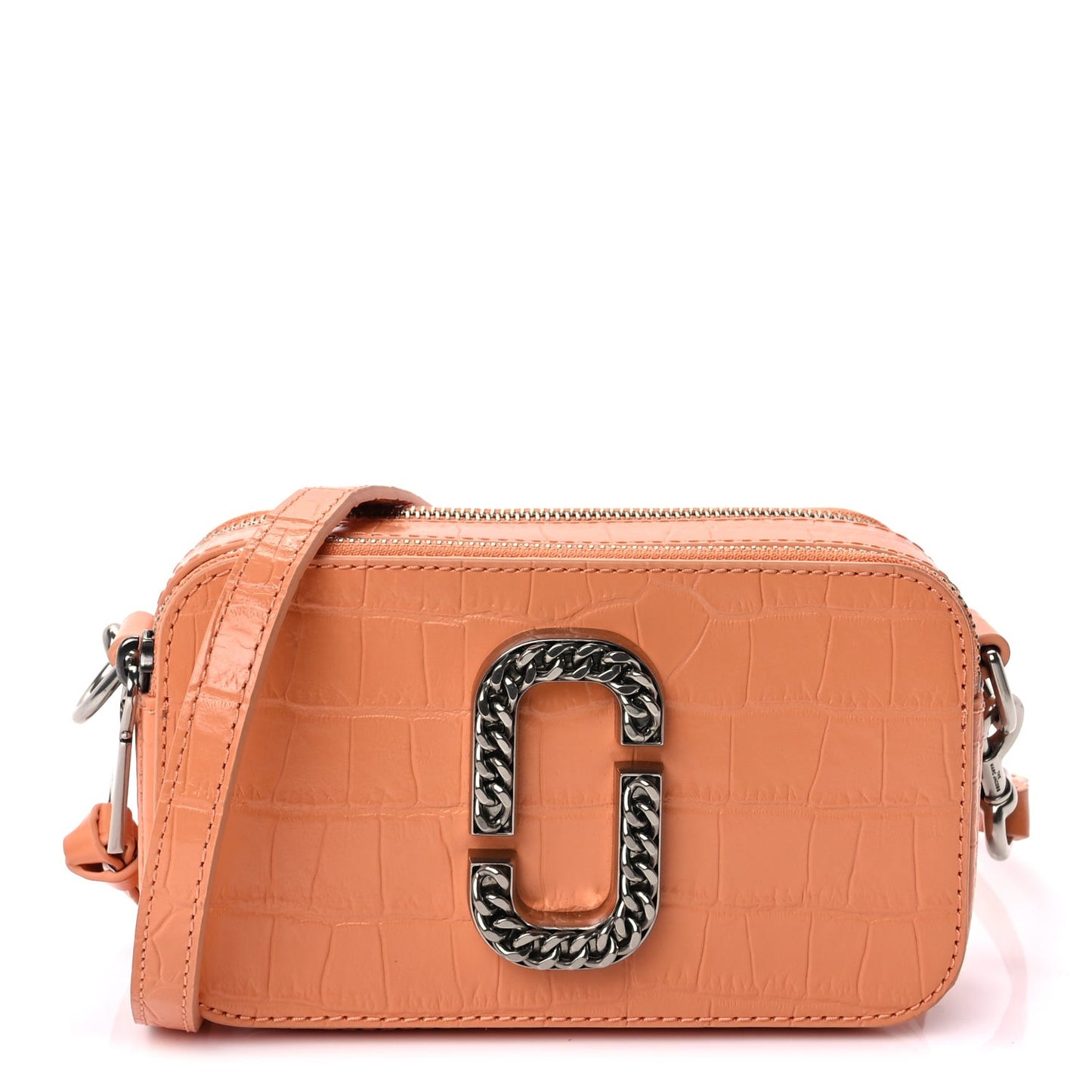 Calfskin Croc Embossed Snapshot Camera Bag  Orange