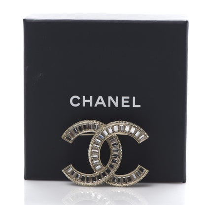 Chanel Baguette Crystal CC Brooch Gold 4 of 4