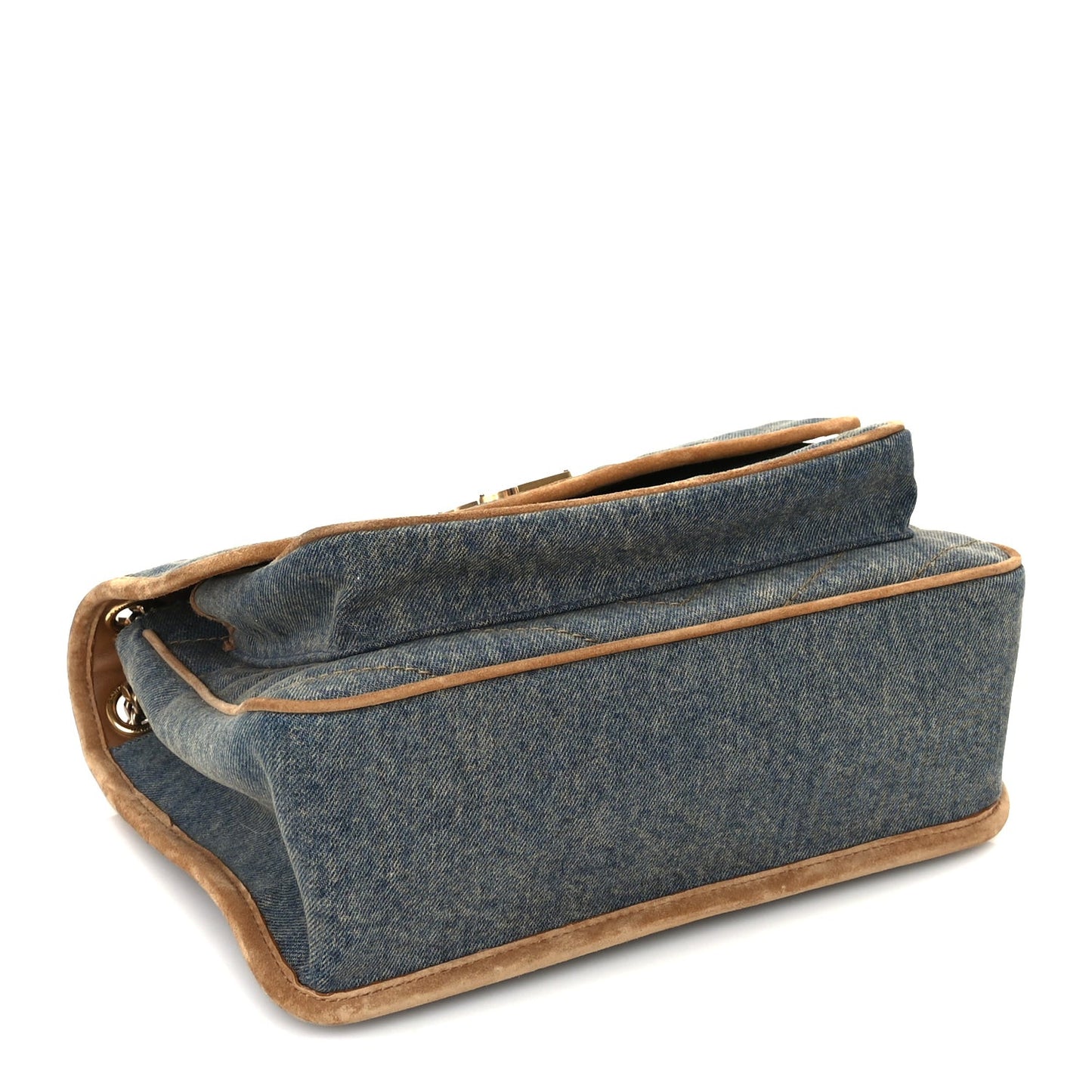 Denim Suede Monogram Medium Niki Chain Satchel  Blue Cinnamon