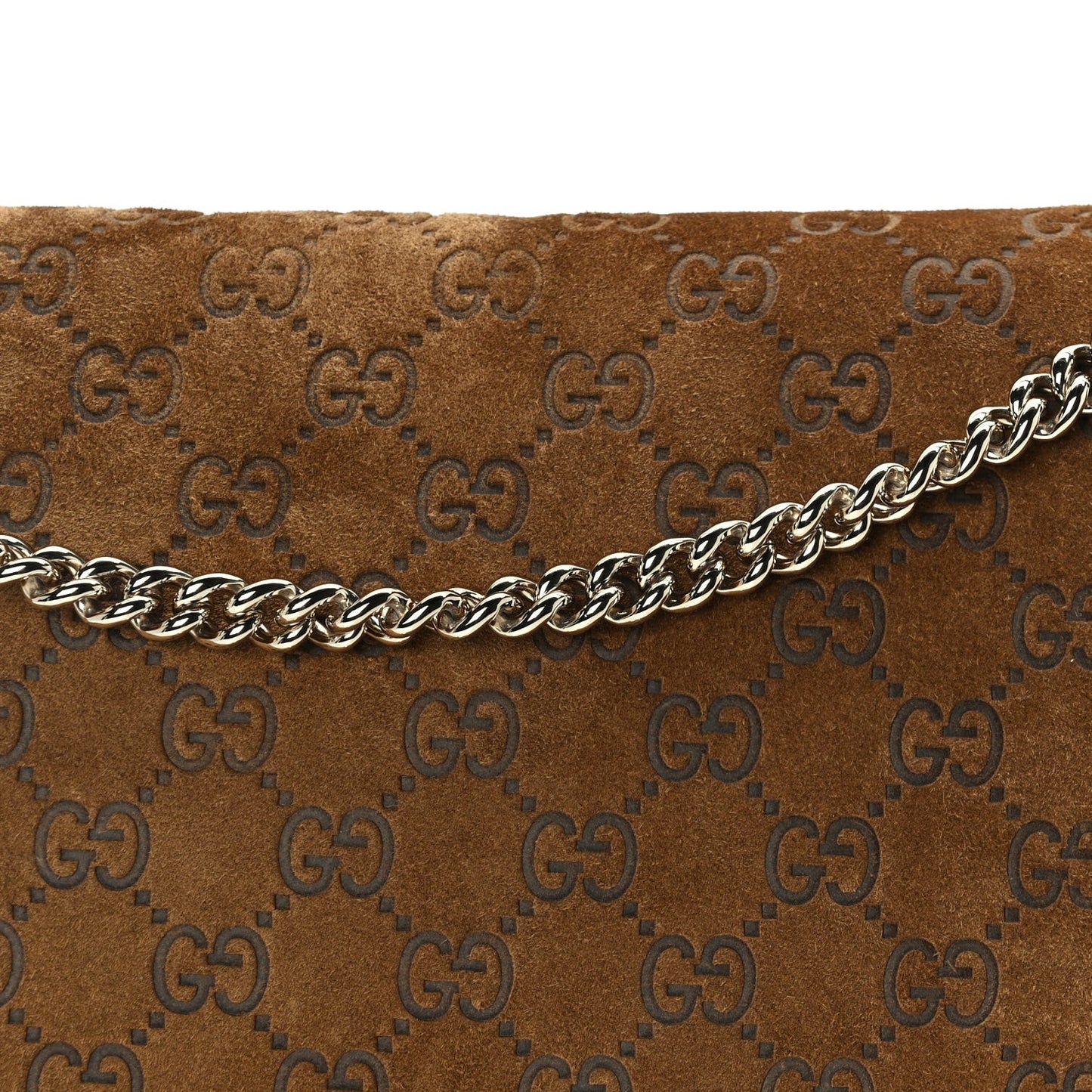 Suede GG Embossed Large Dionysus Shoulder Bag  Pepper Brown