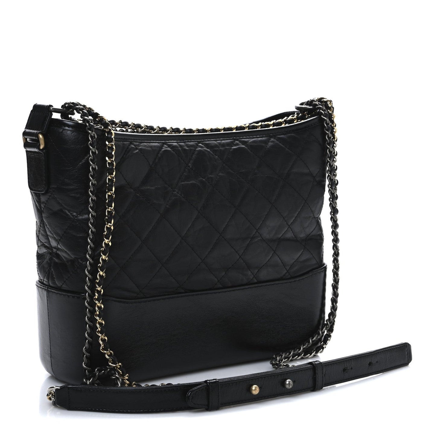 Aged Calfskin Quilted Medium Gabrielle Hobo Black