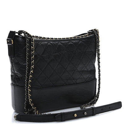 Chanel Aged Calfskin Quilted Medium Gabrielle Hobo Black 3 of 7