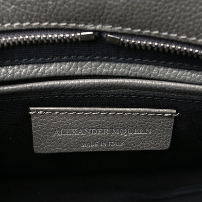 Alexander McQueen Pebbled Calfskin Mini Skull Padlock Zip Around Tote Grey 6 of 8