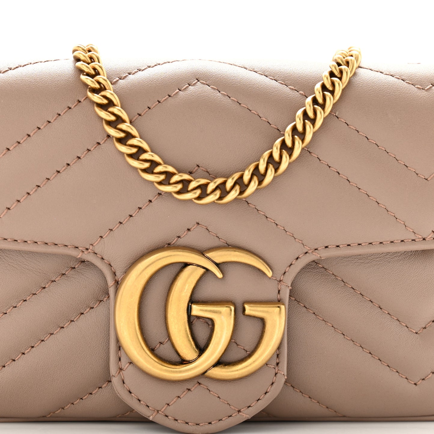 Calfskin Matelasse Super Mini GG Marmont Shoulder Bag Porcelain Rose