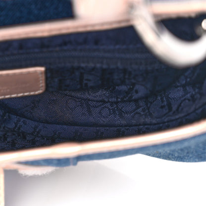Christian Dior Patent Denim Jeans Saddle Bag Blue Pink 4 of 9