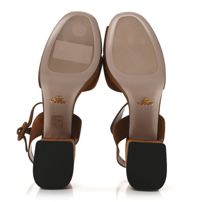 Prada Camoscio Crisscross Platform Sandals 39.5 Palissandro 6 of 7