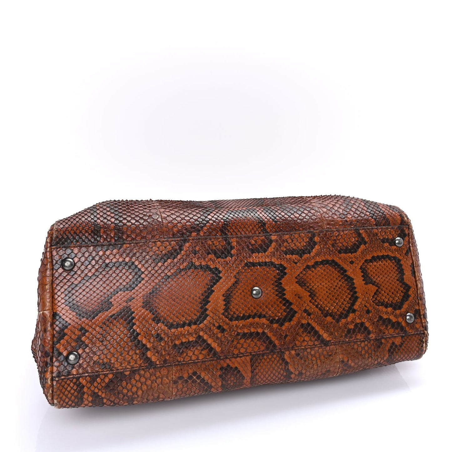 Snakeskin Large Peekaboo Iconic Satchel Brown