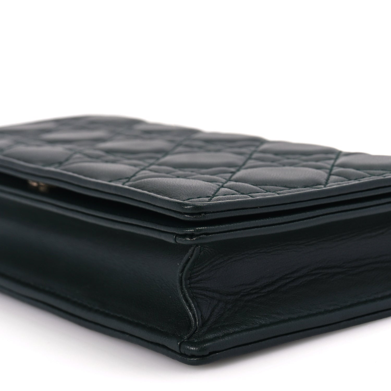 Christian Dior Lambskin Cannage Lady Dior Pouch Dark Green 8 of 10