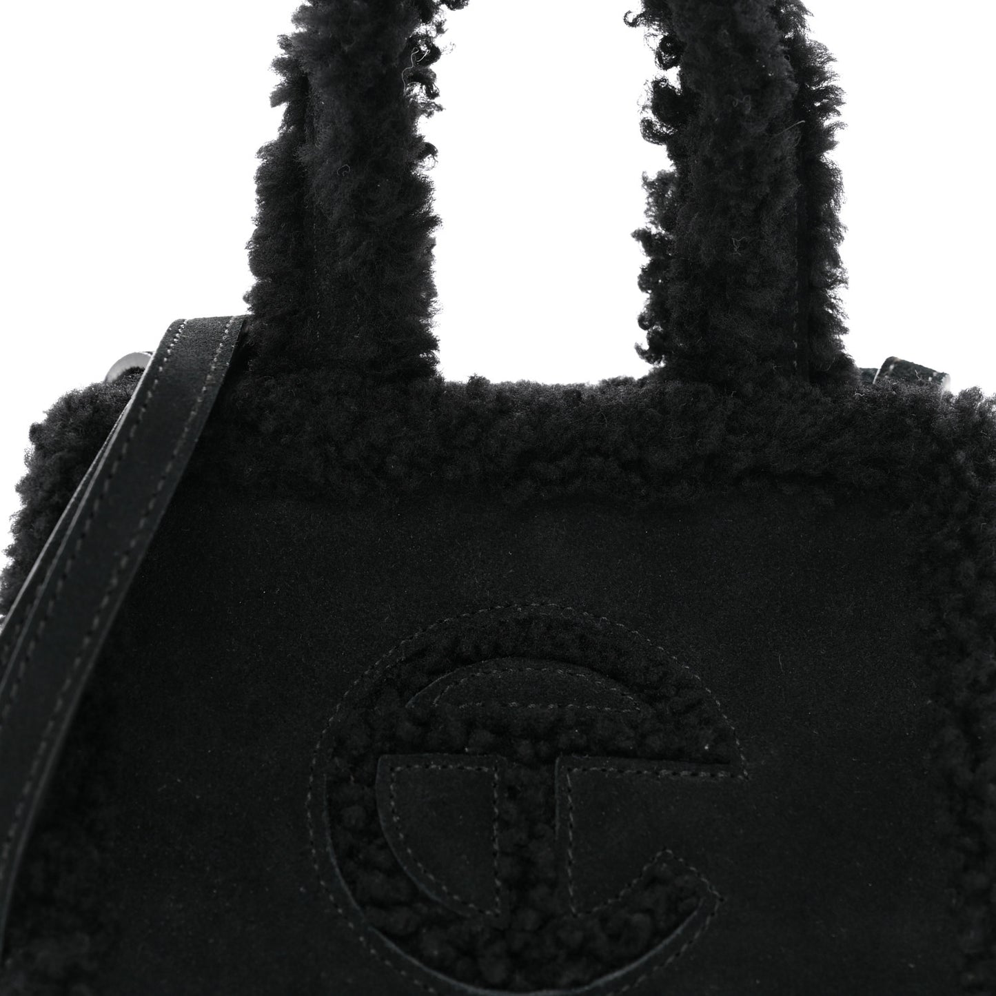 X UGG Suede Shearling Small Shopping Bag Black