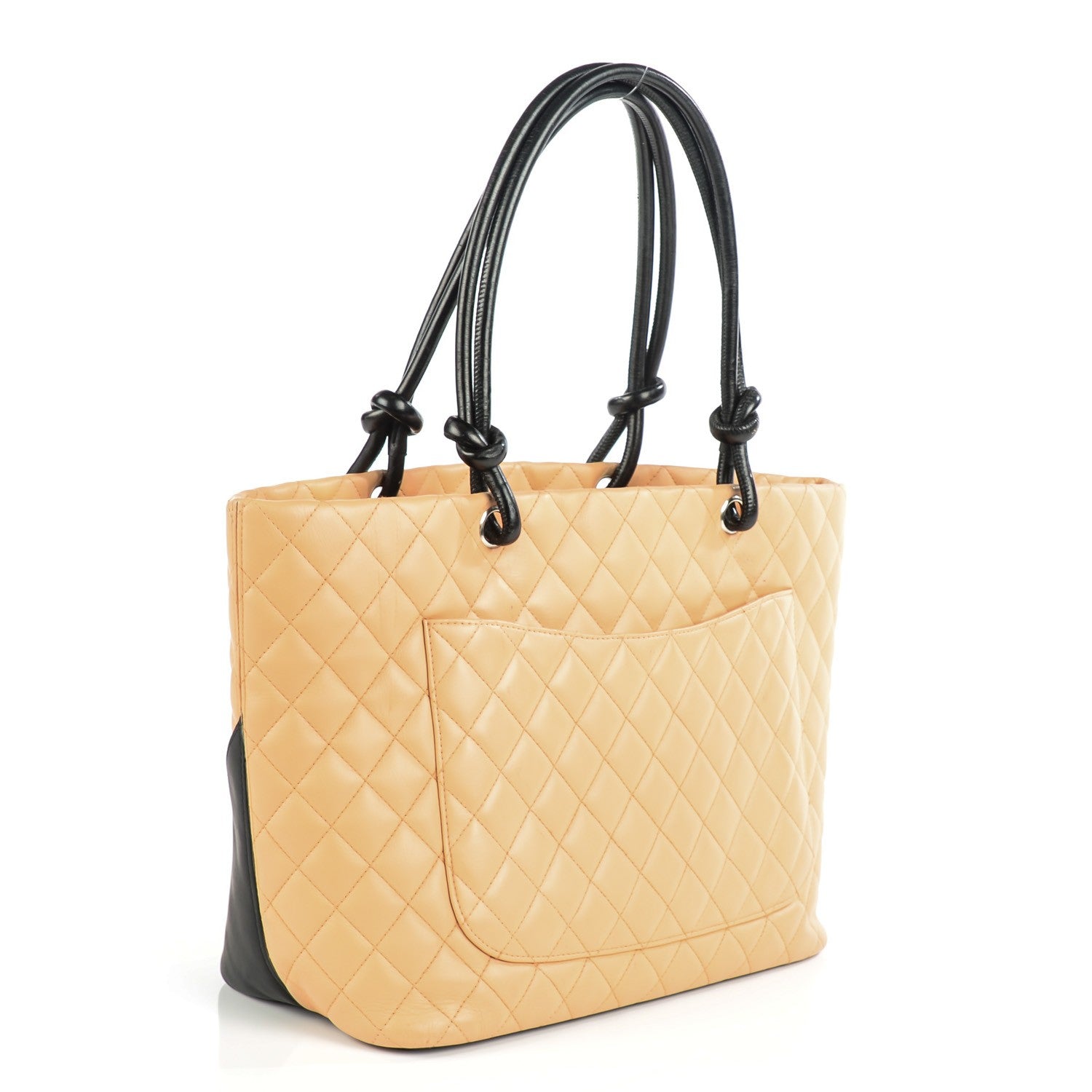 Chanel Calfskin Quilted Large Cambon Tote Beige Black 3 of 8