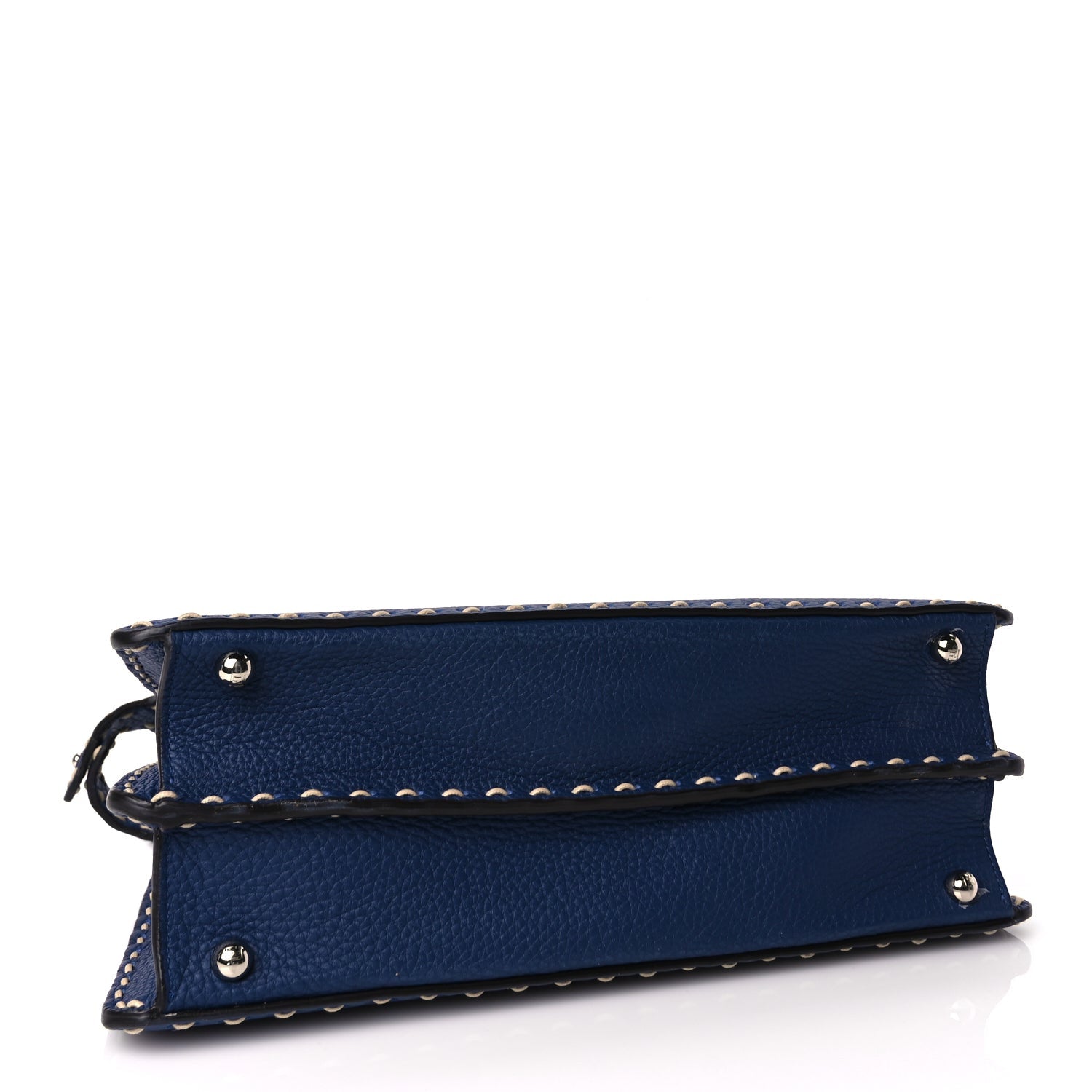 Fendi Vitello Granato Camoscio Selleria Macro Stitchings Medium Peekaboo I SEE U Satchel Blue Cyan 4 of 9
