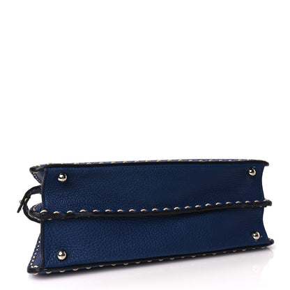 Fendi Vitello Granato Camoscio Selleria Macro Stitchings Medium Peekaboo I SEE U Satchel Blue Cyan 4 of 9