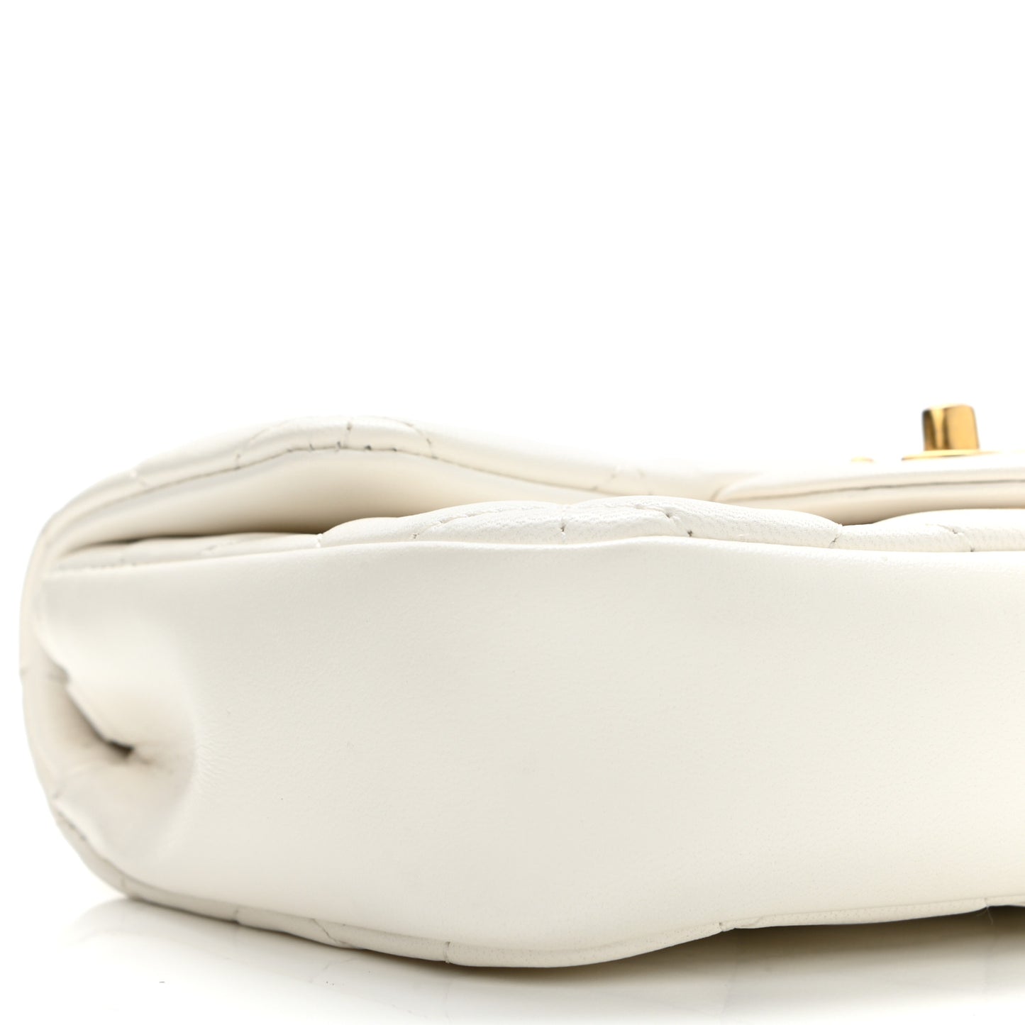 Lambskin Quilted Mini Heart Charms Flap White