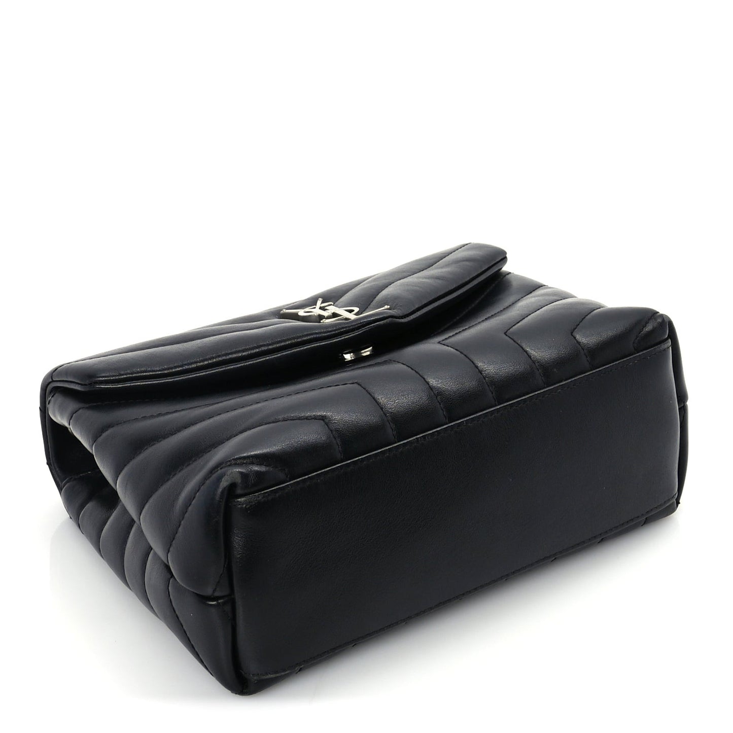 Calfskin Y Quilted Monogram Small Loulou Chain Satchel Black