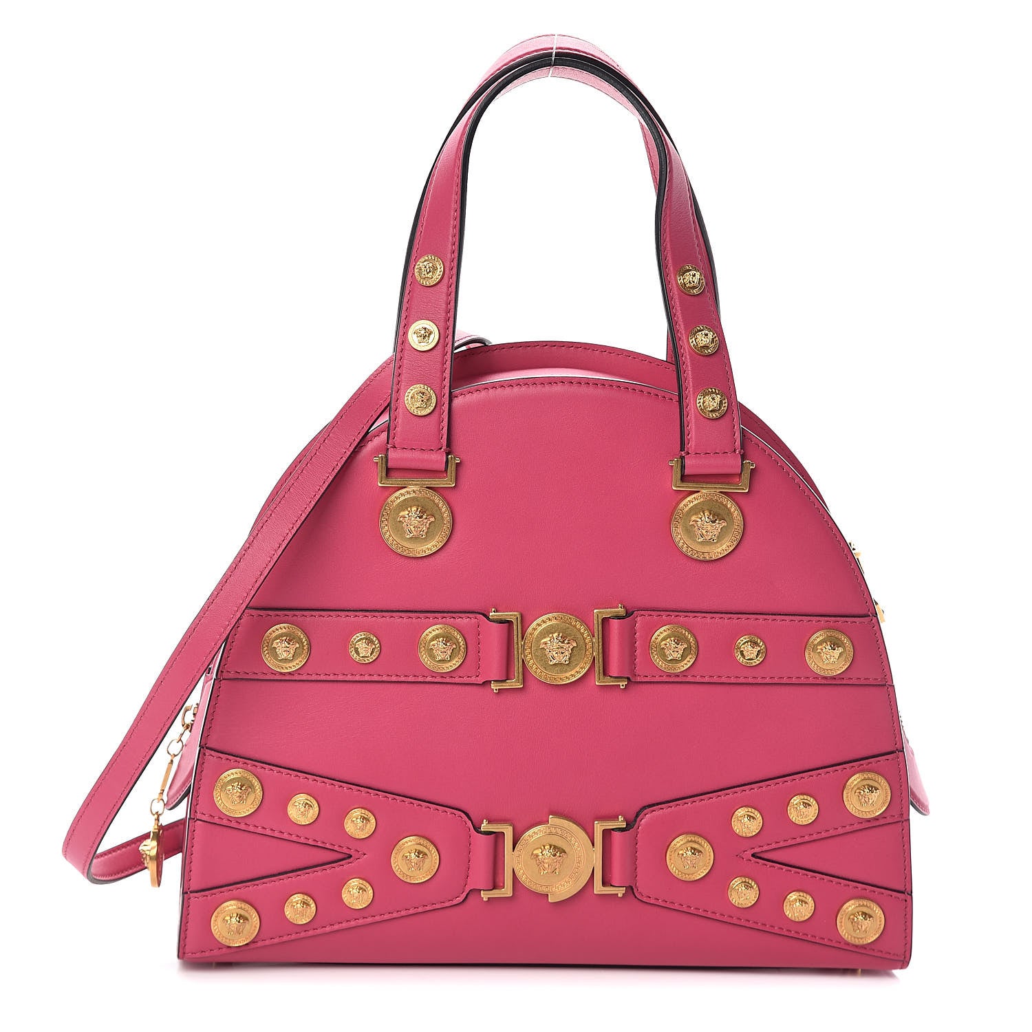 Versace Calfskin Medallion Tribute Bowling Bag Pink 1 of 9