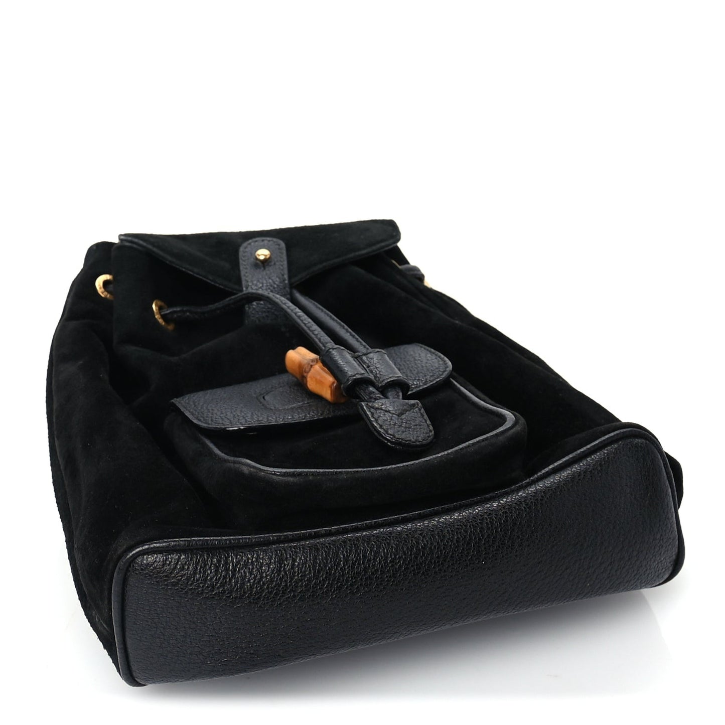 Calfskin Suede Bamboo Mini Backpack  Black
