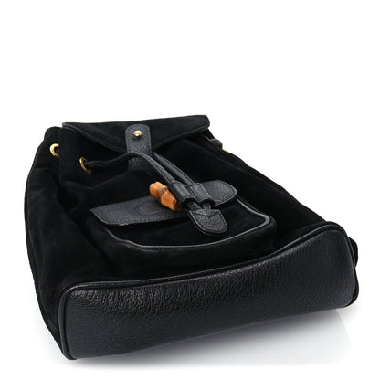 Gucci Calfskin Suede Bamboo Mini Backpack  Black 3 of 8