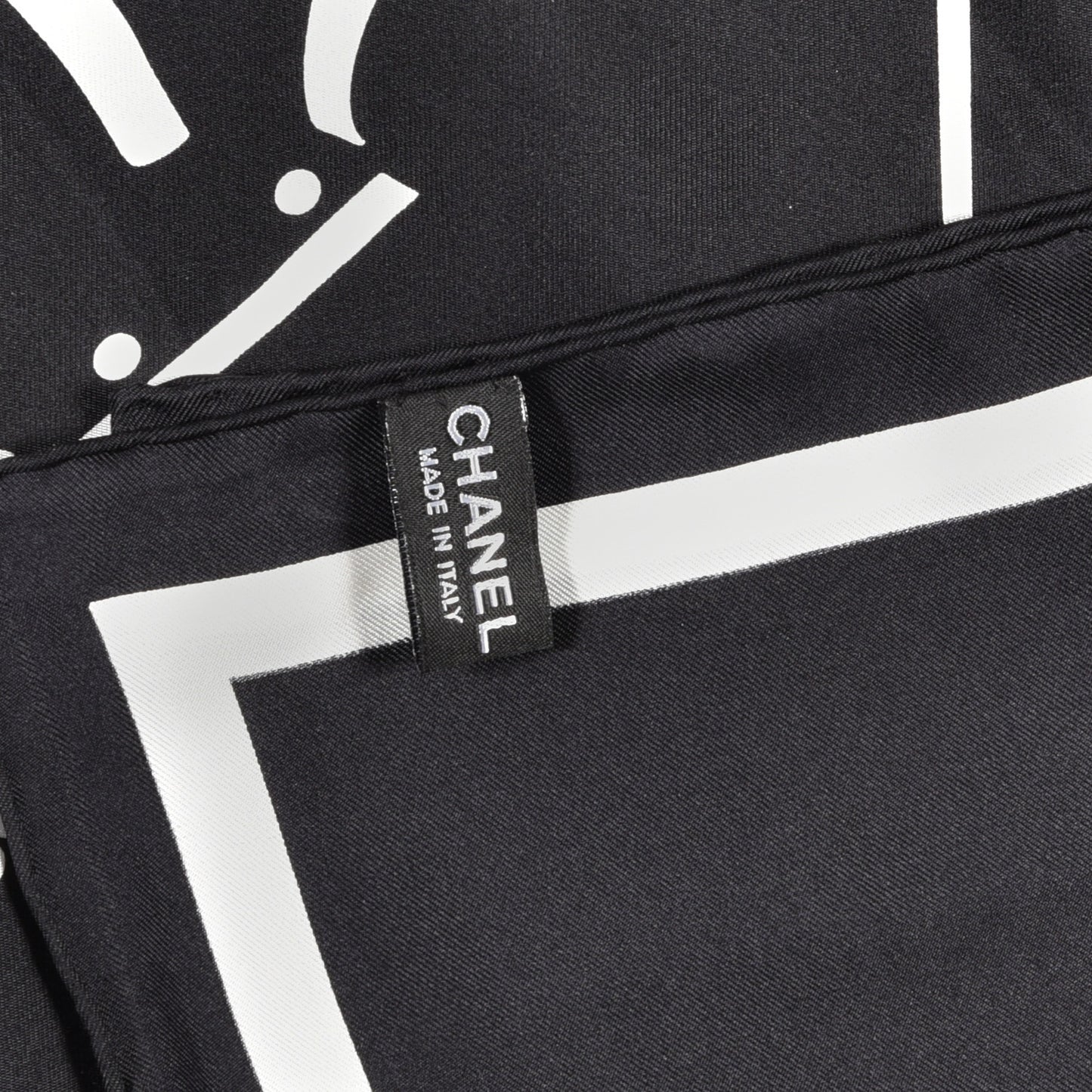 Silk Coco CC Square Scarf Black Ivory